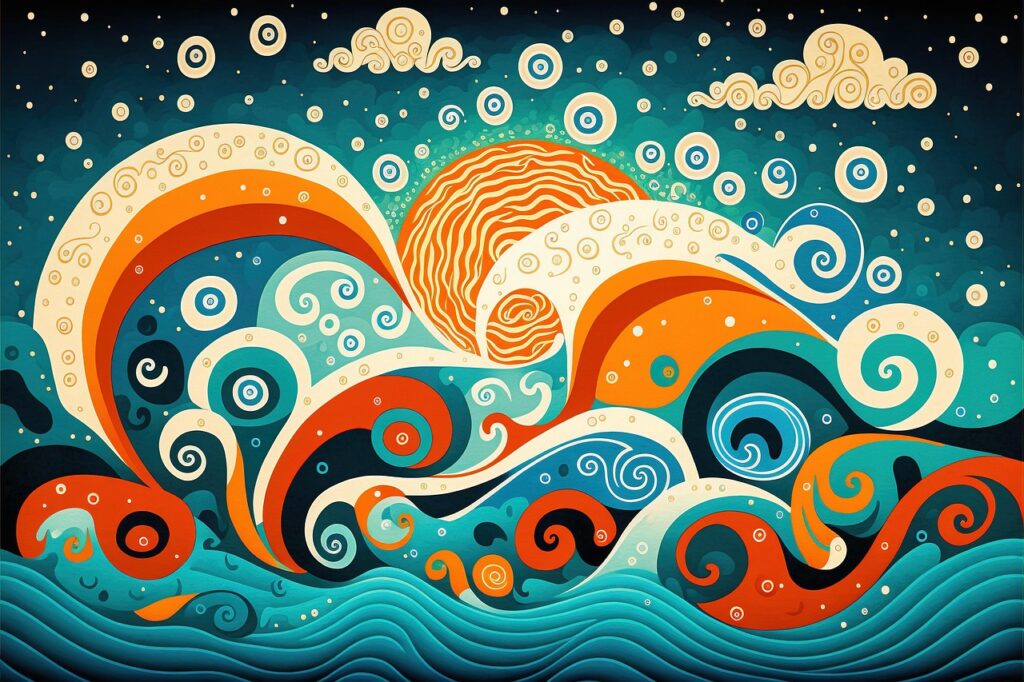 waves, ocean, sea, nature, abstract, whimsical, abstract art, pattern, abstract pattern, water, seascape